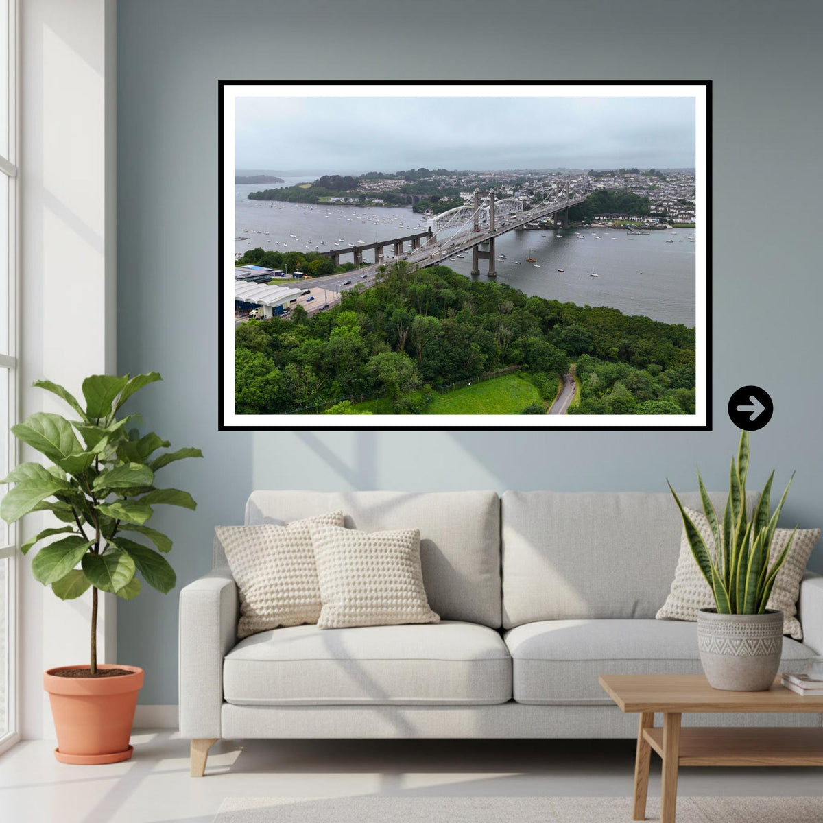 Royal Albert Bridge & Tamar Bridge Drone Print | Plymouth Devon Wall Art | Historic River Tamar Photography | Cornwall Landscape Gift