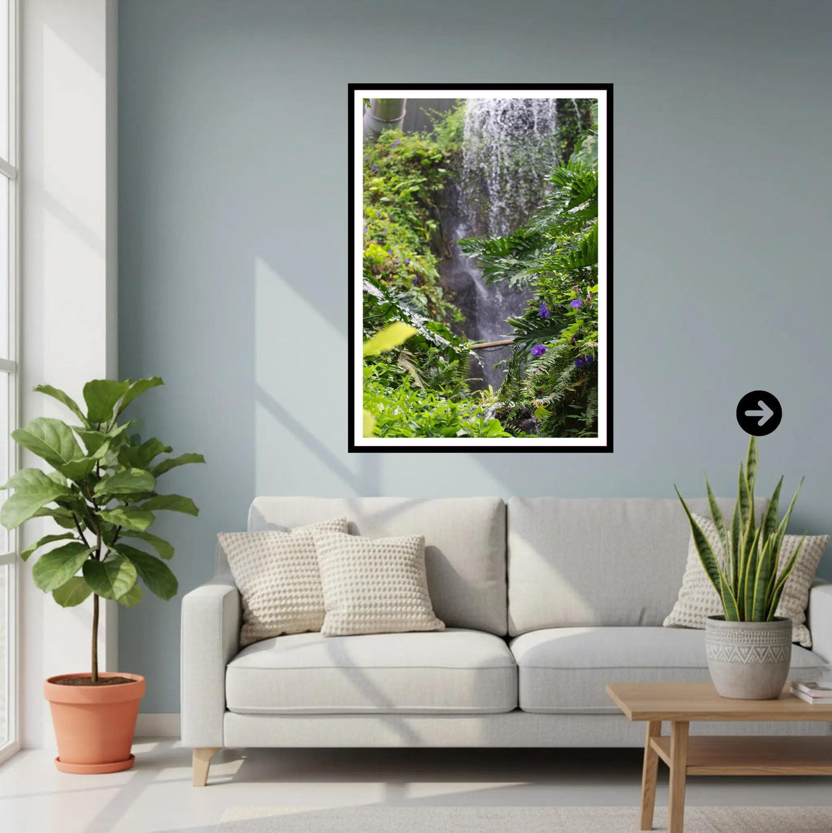 Lush Waterfall & Ferns — Eden Project Cornwall Wall Art Photography Print
