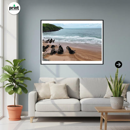 Putsborough Beach Drone Photograph, North Devon Coastal Wall Art Print