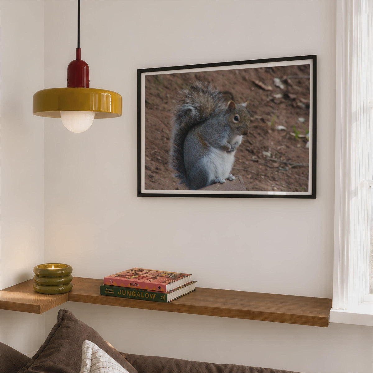 Grey Squirrel Wildlife Poster, Framed-Print, Nature Photography Wall Art, British Wildlife, Garden Animal Print, Woodland Creature Decor