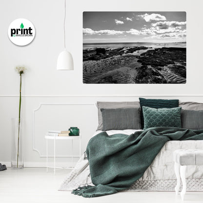 Exmouth Beach Coastal Print, Black and White (Framed or Unframed)