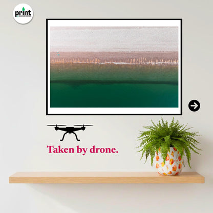 Budleigh Salterton Beach Aerial Print | Devon Coastal Photography | Turquoise Sea Wall Art | Drone Beach Landscape | Seaside Home Decor