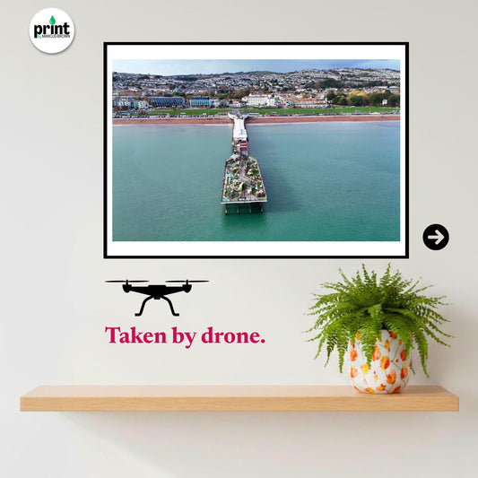 Paignton Pier Drone Photograph, English Riviera Wall Art, Devon Coastal Print