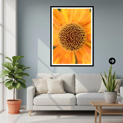 Orange Helenium Flower Print, Macro Botanical Wall Art, Summer Nature Poster
