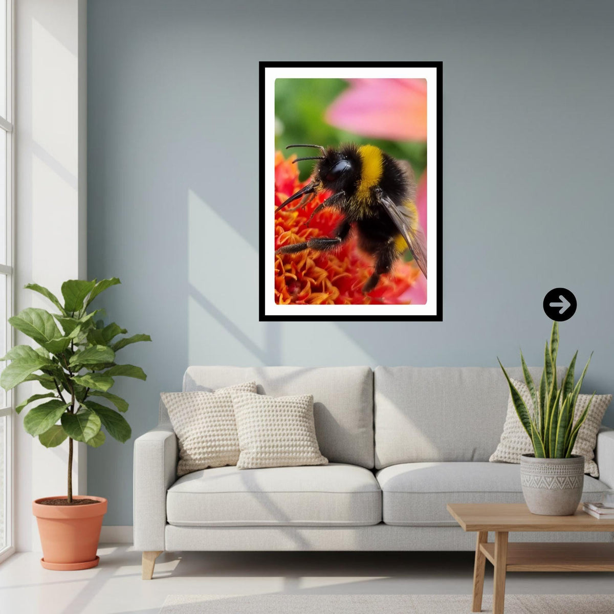 Macro Bumblebee Print | Colourful Botanical Wildlife Photography, Cottagecore Decor