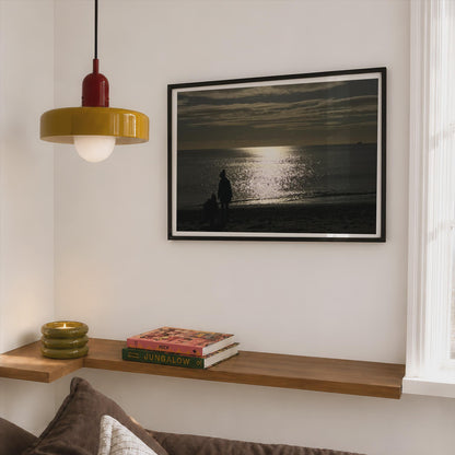 Beach Sunset Silhouette Poster mockup - Corner Bedroom Mockup - Landscape