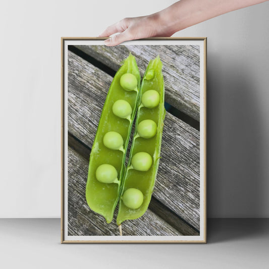 Pea Pod Print, Fresh Green Garden Peas Poster, Kitchen Wall Art, Vegetable Print, Allotment Decor, Food Photography, Fruit Veg Wall Poster