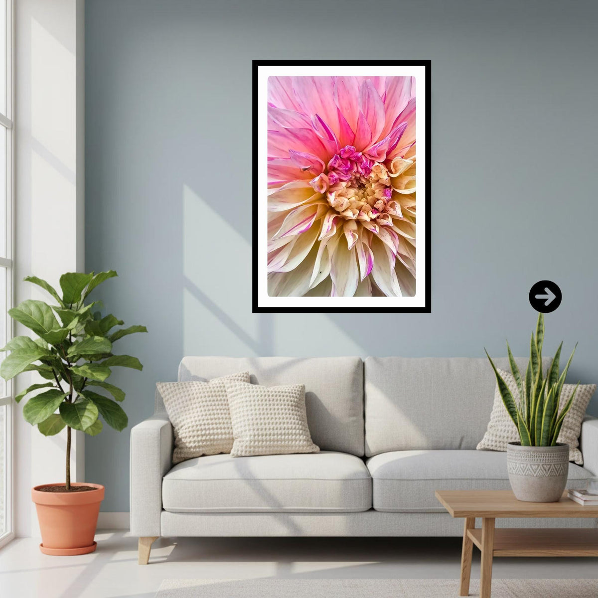 Soft Pink Dahlia Botanical Print | Pastel Floral Wall Art, Cottagecore Decor