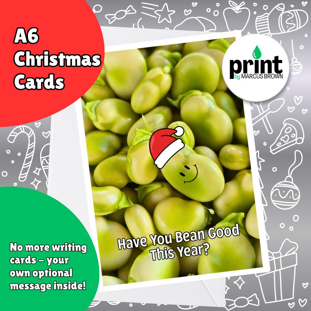 Funny Broad Bean Christmas Cards Pack | Have You Bean Good This Year Card | Gardener Vegetable Xmas Cards | A6 Multipack