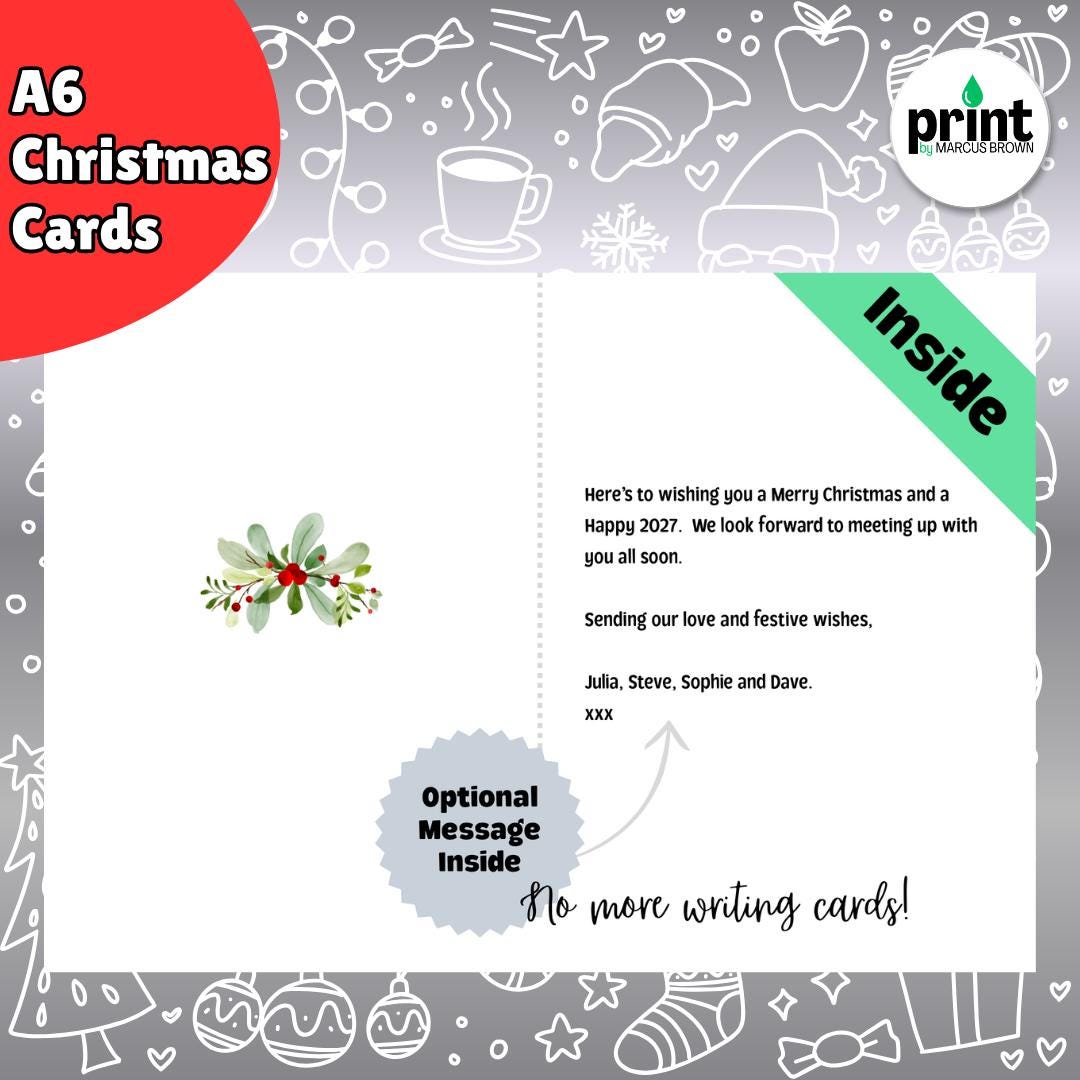 Raspberry Christmas Cards Pack | Berry Merry Christmas Card | Funny Fruit Xmas Cards | Nature Christmas Card Multipack A6
