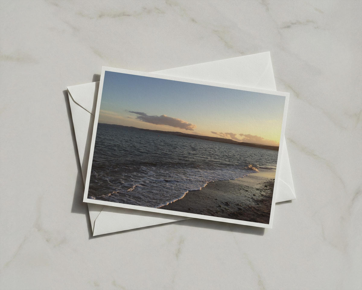 Coastal Sunset Greeting Card, Seaside Beach Dusk Landscape, A6 Card White Envelope