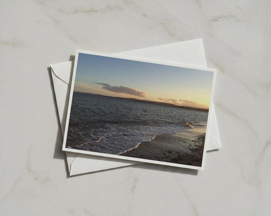 Coastal Sunset Greeting Card, Seaside Beach Dusk Landscape, A6 Card White Envelope