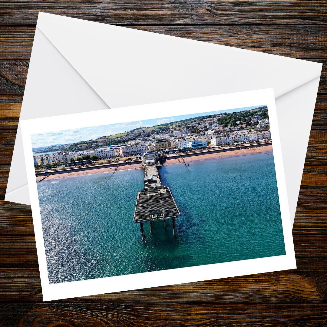 Teignmouth Pier and Seafront A6 Greetings Card - Drone Photography | Devon and Cornwall Drone Collection