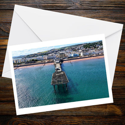 Teignmouth Pier and Seafront A6 Greetings Card - Drone Photography | Devon and Cornwall Drone Collection