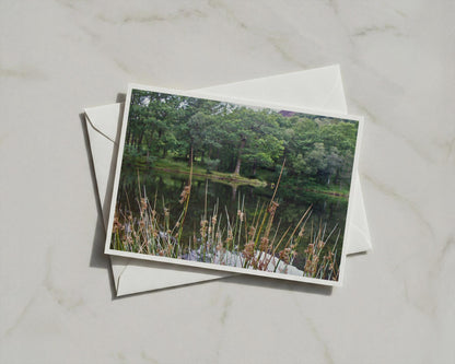 Forest Lake Landscape Poster, Woodland Reflection Wall Art, Trees Rushes Nature Print, Framed-Print, Green Calm Countryside Photo Artwork
