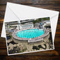 Tinside Lido Greeting Card | A6 Landscape Maritime Art Deco Coastal Scene | Plymouth, UK, Quality Matte Paper, Beach, Pool, Seaside Gift
