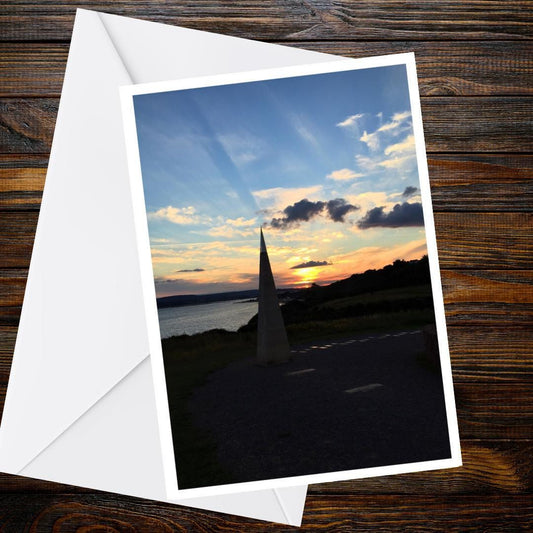 Orcombe Point Sunset Greetings Card | Geoneedle Exmouth Card | Blank Devon Card