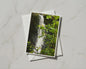 Woodland Waterfall Greeting Card, Forest Nature Card, Green Trees Photo Card
