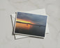 Sunset Landscape A6 Card, Boats on Water at Dusk, Orange Sky Greeting Card