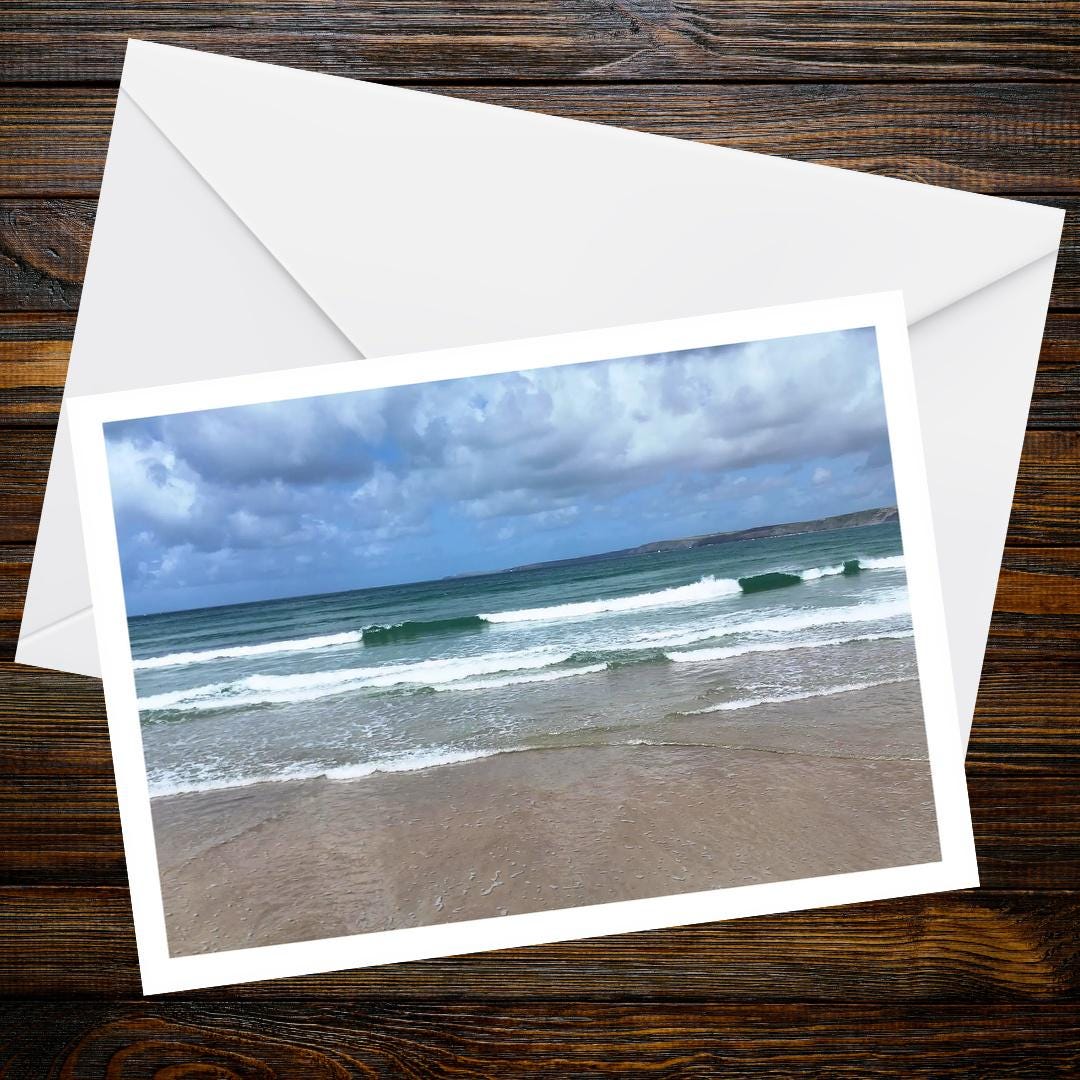 Towan Beach, Newquay, Cornwall A6 Greetings Card — Drone Photography | Devon and Cornwall Drone Collection