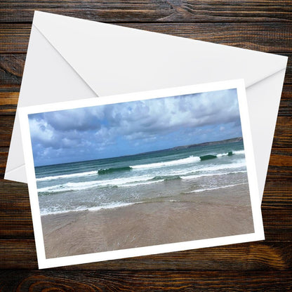 Towan Beach, Newquay, Cornwall A6 Greetings Card — Drone Photography | Devon and Cornwall Drone Collection