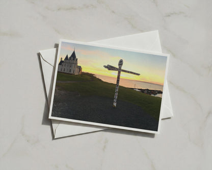 John O'Groats Sunset Card, Scotland Landmark, Caithness Coastal Greeting Card