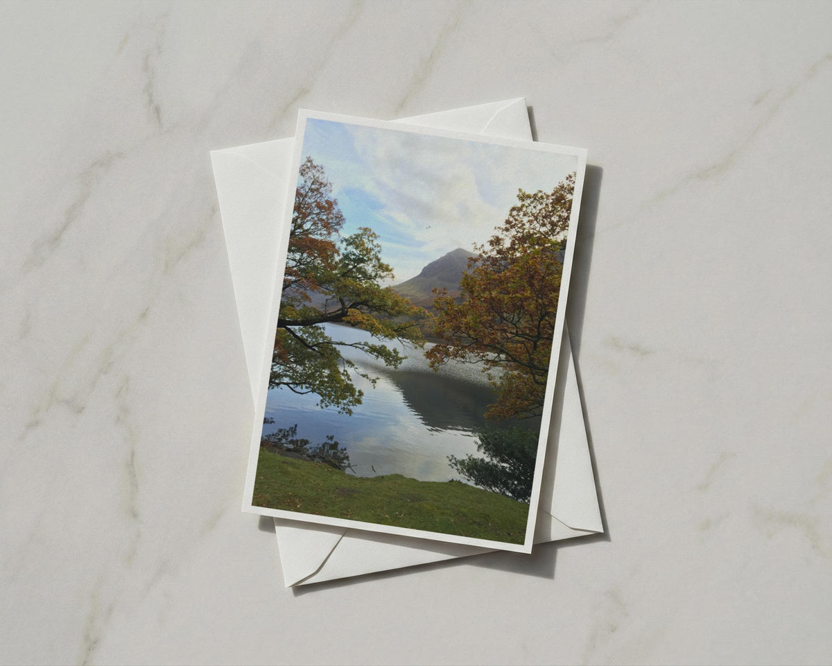 Autumn Lake District Card, Trees Mountain Reflection, Lake Card, Nature Greeting Card