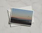 Coastal Sunset Greetings Card, Beach Groyne Dusk Sky, Seaside Dawn Landscape Card