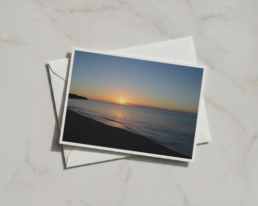 Coastal Sunrise Greeting Card, Beach Dawn Seascape, Ocean Sunset A6 Card with Envelope