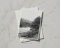 Lake District Trees Card, Black White Lake Mountain Landscape, Monochrome Nature A6 Card