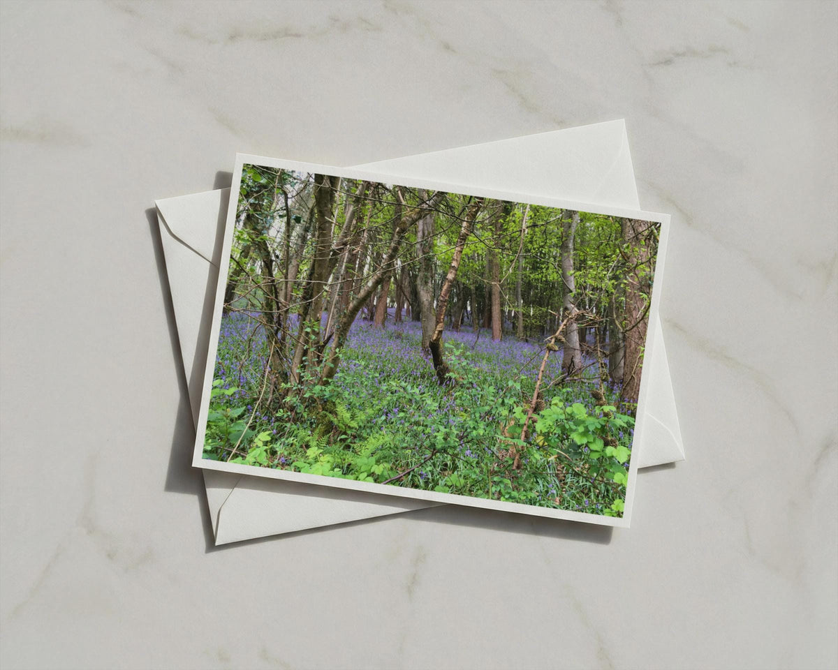 Bluebell Wood Poster, British Woodland Landscape Framed-Print, Purple Forest Floor Wall Art, Spring Nature Photography Print, Green Trees