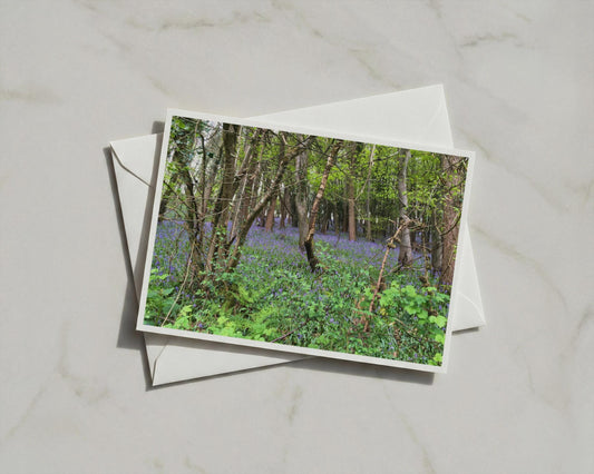 Bluebell Wood Poster, British Woodland Landscape Framed-Print, Purple Forest Floor Wall Art, Spring Nature Photography Print, Green Trees