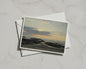 Sunset Beach Landscape Card, Coastal Rocky Shore at Dusk, Seaside Greeting Card A6
