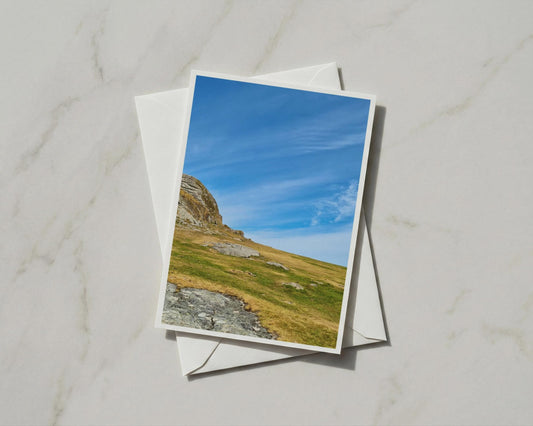 Dartmoor Tor Greeting Card, Rocky Moorland Blue Sky, Devon Landscape Card A6