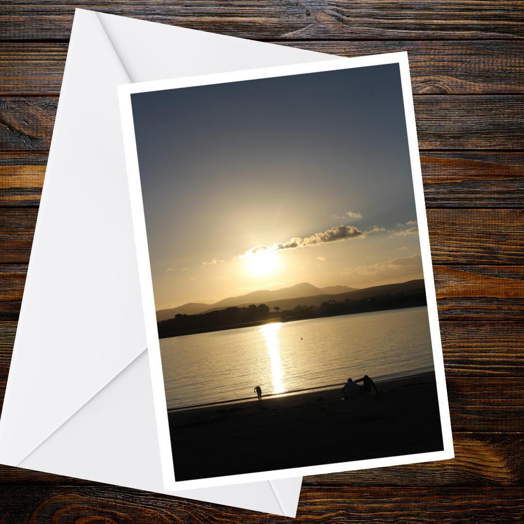 Golden Sunset by the Sea Greetings Card | Coastal Sunset | Blank Nature Card