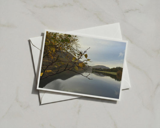 Autumn Lake Landscape Poster, Trees Reflection Wall Art, Lake District Framed-Print, Nature Photography, Moody Countryside Print