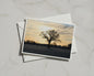 Winter Tree Silhouette Sunset Card, Dawn Dusk Landscape, Bare Oak Greeting Card