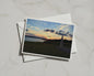 Coastal Sunset Obelisk Landmark Card, Dawn Dusk Seascape, Dramatic Sky Greeting Card