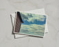 Beach Hut Sky Card, Cloudy Blue Sky Photo Card, Coastal Greeting Card, Seaside Card