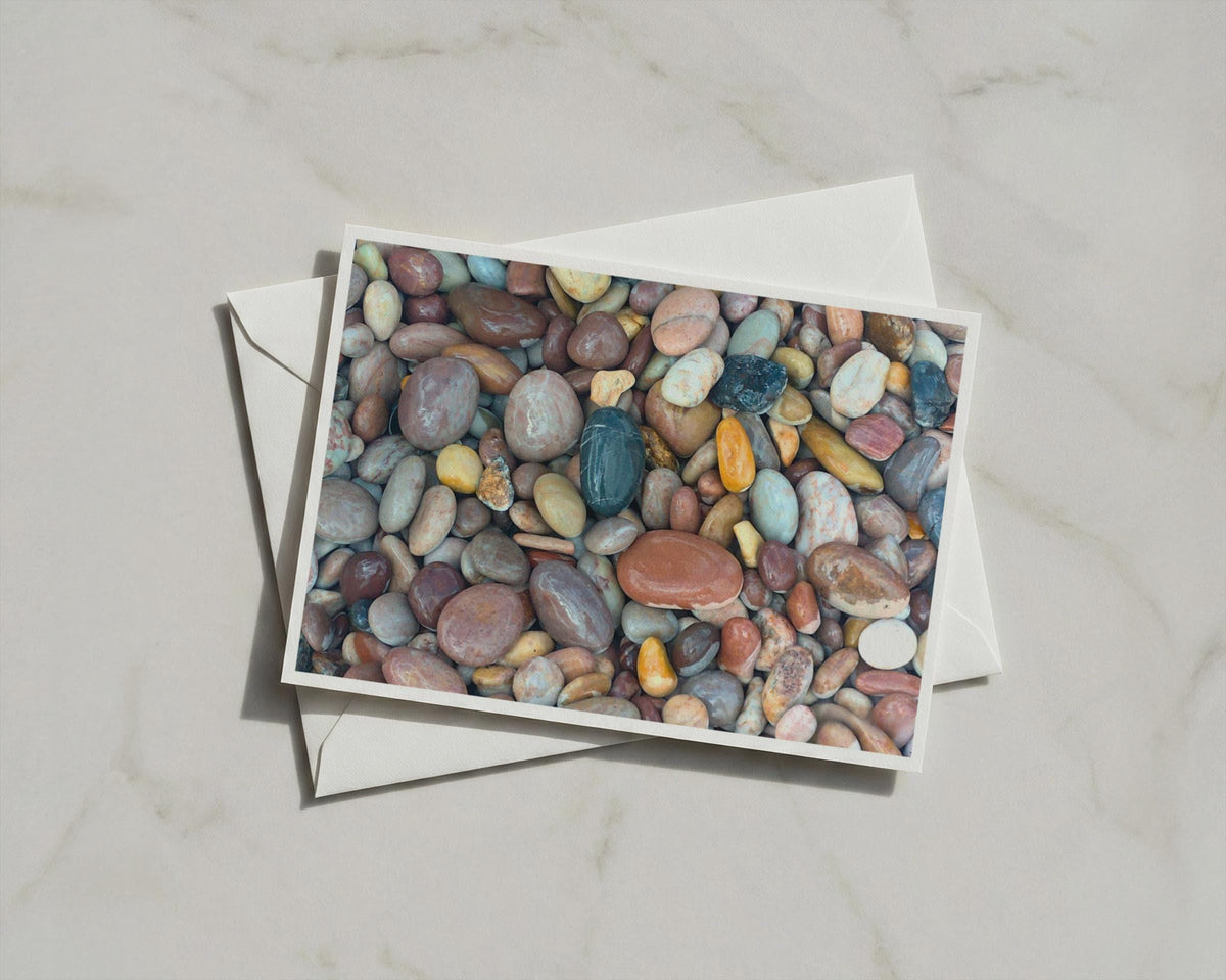 Colourful Beach Pebbles Card, Coastal Stone Photography, Seaside Nature Card