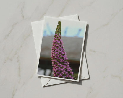 Purple Flower Spike Card, Botanical Photography, Pink Floral Greeting Card, Garden Lover Gift