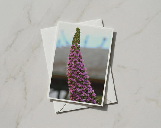 Purple Flower Spike Card, Botanical Photography, Pink Floral Greeting Card, Garden Lover Gift