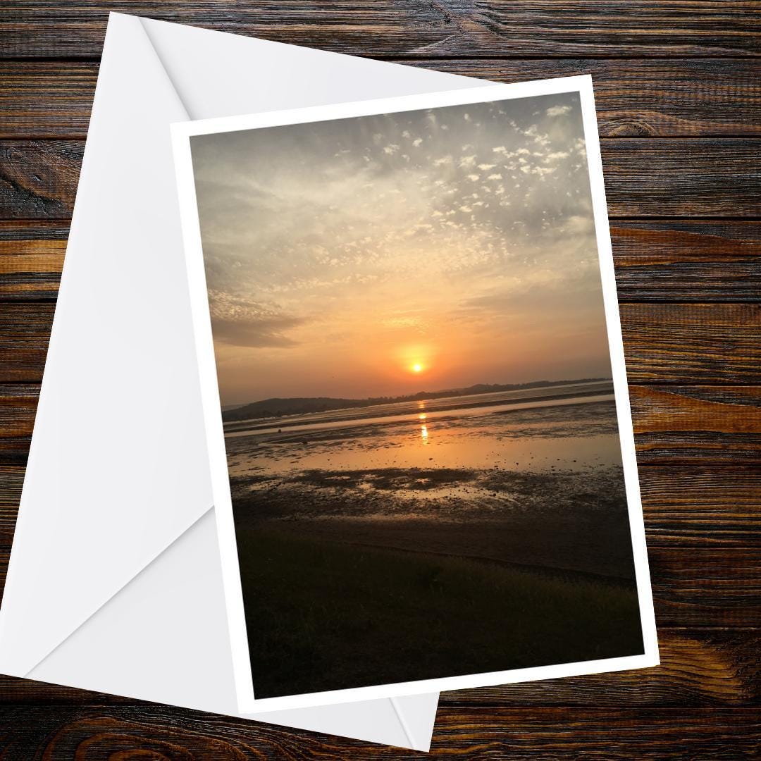 Exe Estuary Sunset Greetings Card | Exmouth Devon | Blank Nature Card