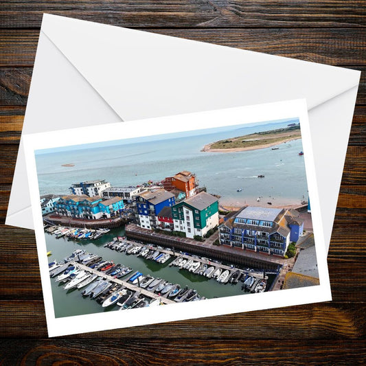 Exmouth Harbour looking towards Dawligh Warren A6 Greetings Card — Drone Photography | Devon and Cornwall Drone Collection