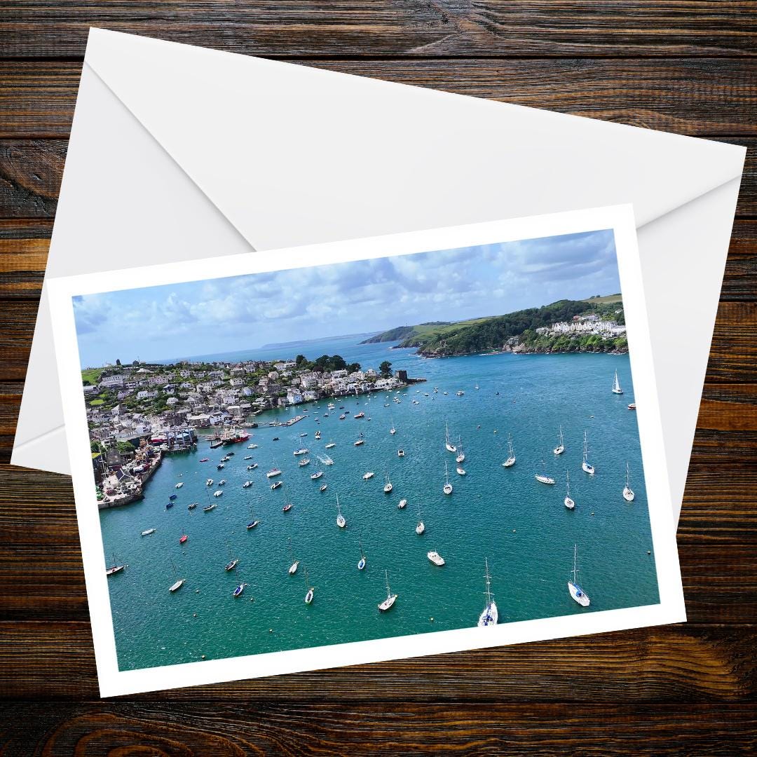 Fowey A6 Greetings Card - Drone Photography | Devon and Cornwall Drone Collection