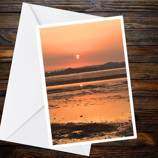 Exe Estuary Sunset Greetings Card | Exmouth Sunset Card | Blank Devon Card