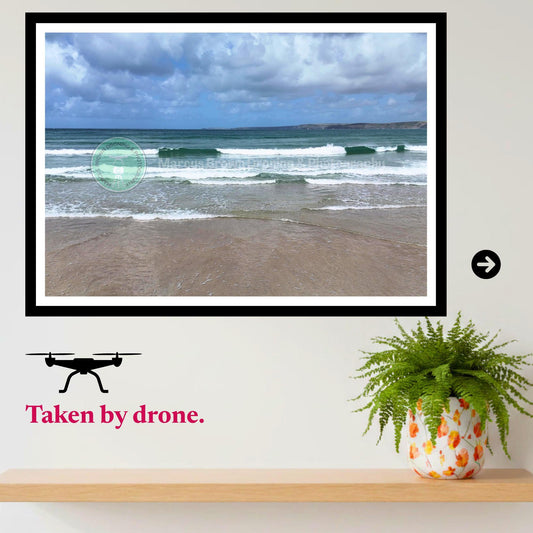 Newquay Towan Beach Print, Cornwall Coastal Photography, Ocean Wall Art