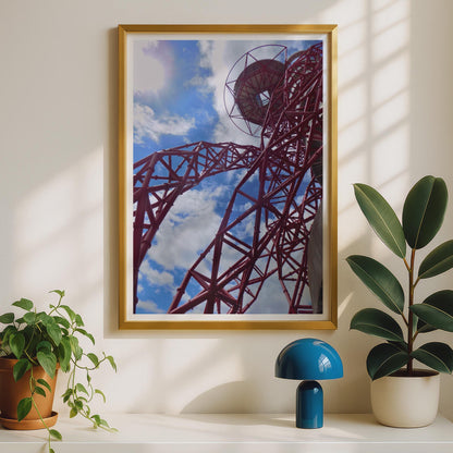 ArcelorMittal Orbit Tower Poster, Queen Elizabeth Olympic Park London Wall Art, Red Steel Structure Photography Print, Modern Architecture