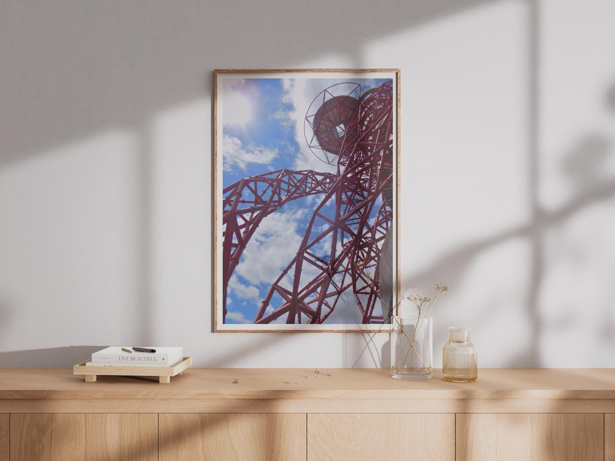 ArcelorMittal Orbit Tower Poster, Queen Elizabeth Olympic Park London Wall Art, Red Steel Structure Photography Print, Modern Architecture