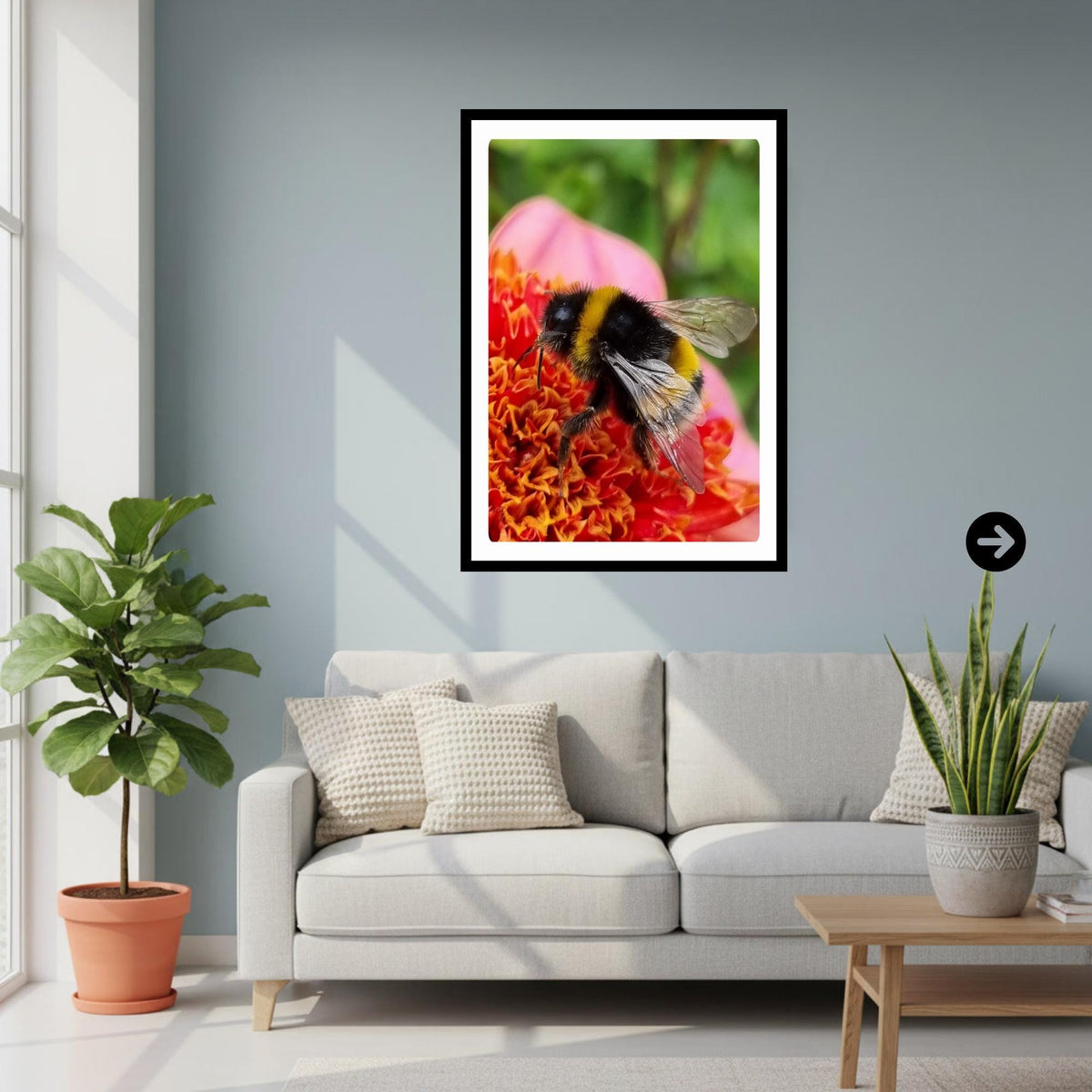 Macro Bumblebee Flower Art Print | Vibrant Botanical Nature Decor